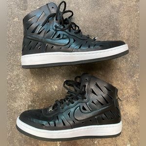 Black leather Nike Air Force ones